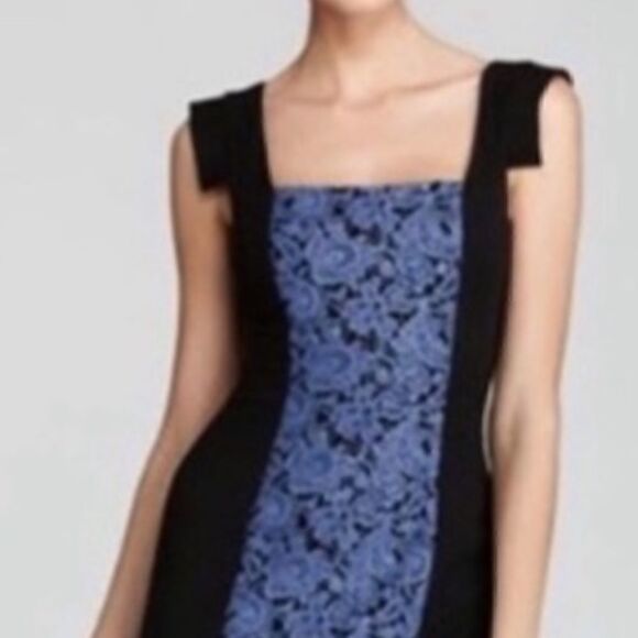 BLACK HALO "FRANCISCA" DRESS VIOLET LACE PANEL BODYCON MINI EXCELLENT … - Picture 1 of 9